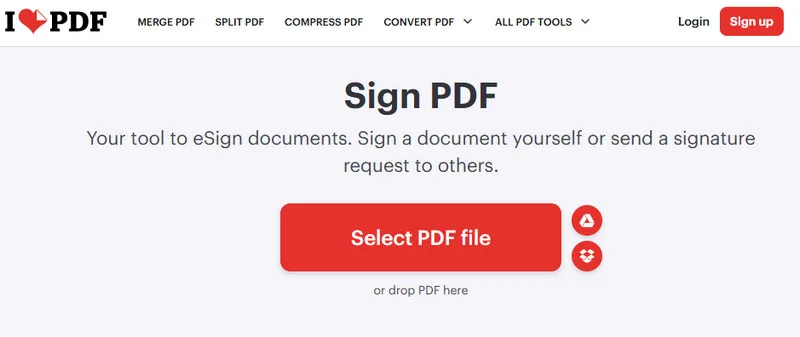 iLovePDF를 사용하여 온라인에서 Adobe 없이 PDF에 서명하기