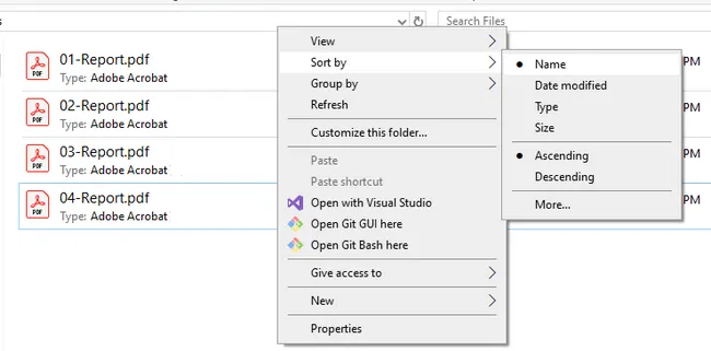 Sort files by name