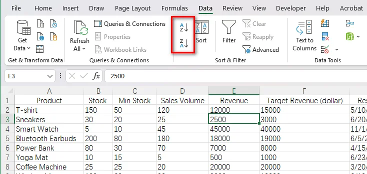 How to Sort Rows in Excel with Ascending or Descending Order