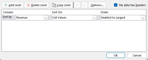 Configure the Sorting Options