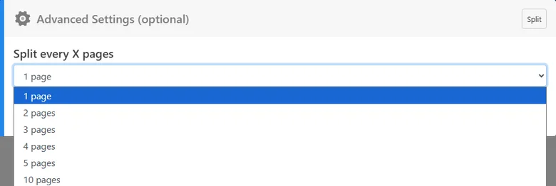 Set page intervals to split Word document online