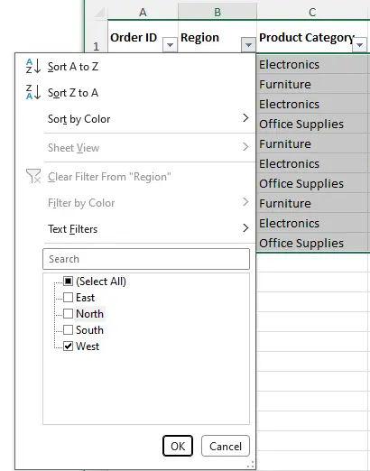Uncheck unwanted fields