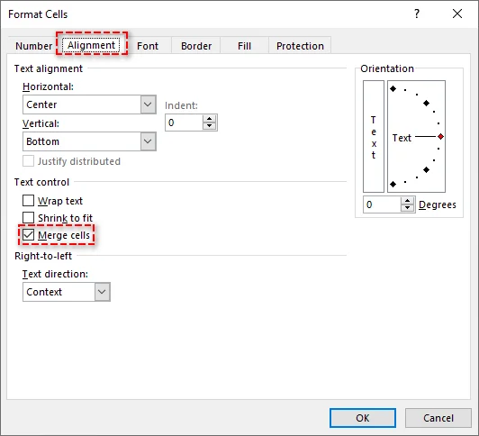 Break merged cells via Format Cells Dialog