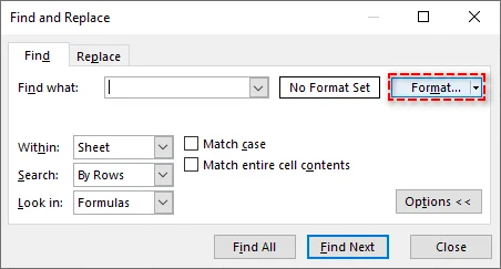 Locate Merged Cells Using Find Format