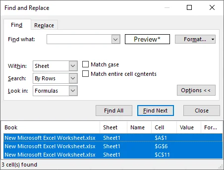 Highlight All Merged Cells in Excel Search Results