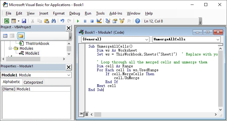 Automate Unmerging Cells with VBA Macro