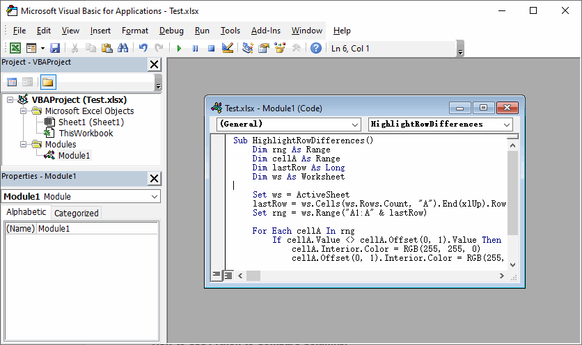 Macro VBA do Excel para comparar 2 colunas e destacar diferenças