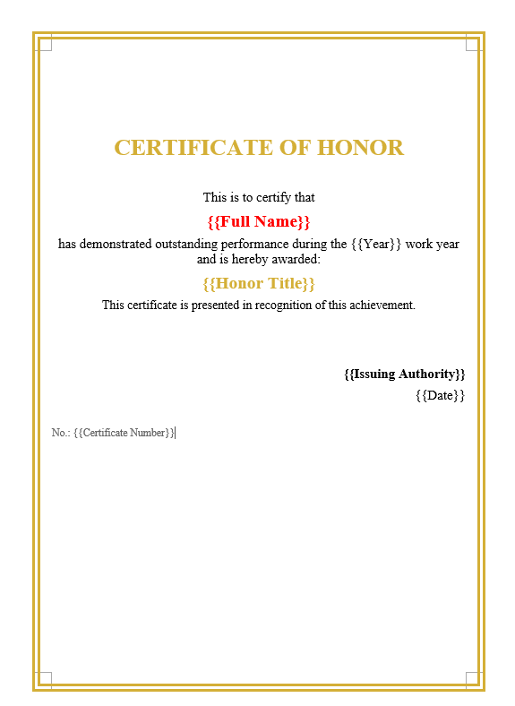 Word Certificate Template