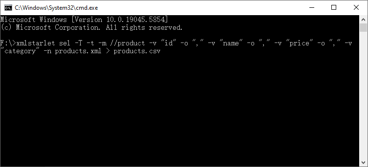 Herramienta de línea de comandos para exportar XML en formato CSV
