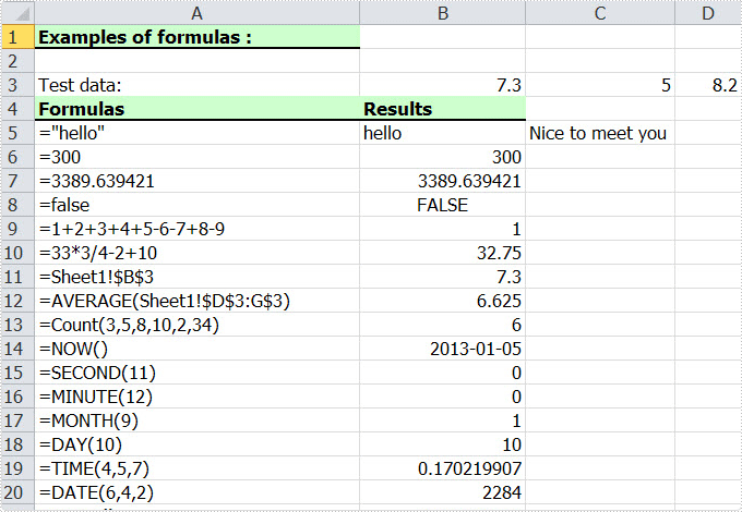 Add Excel Formulas