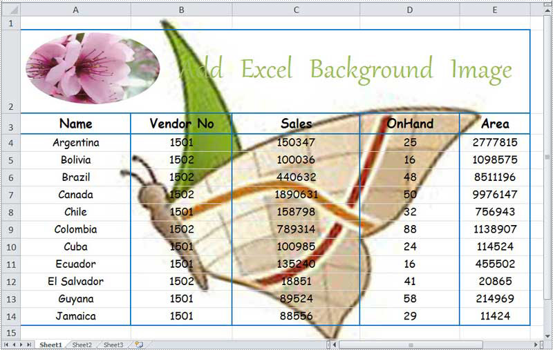 Insert Excel Background Image