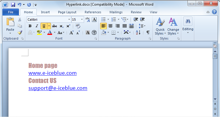 Insert Hyperlink To Word In C Vb Net