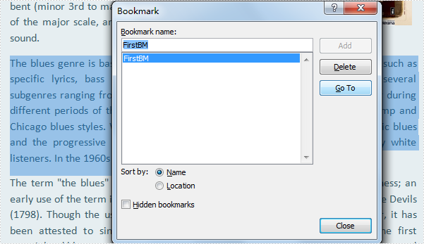 Remove Word Bookmark