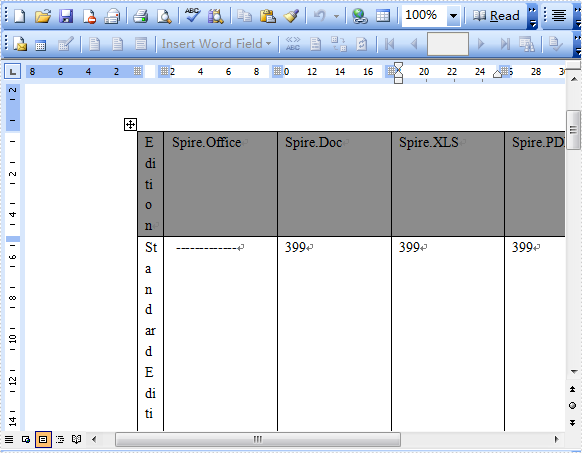 Word Table Column Width